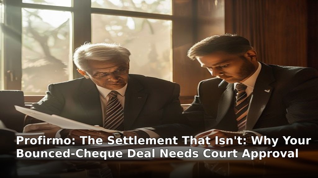 The Settlement That Isn't: Why Your Bounced-Cheque Deal Needs Court Approval