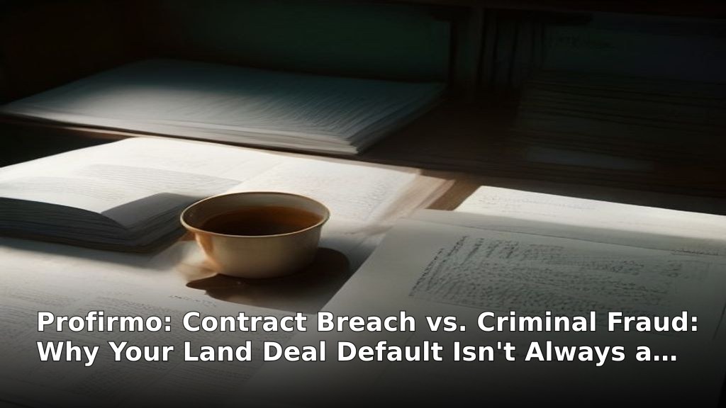 Contract Breach vs. Criminal Fraud: Why Your Land Deal Default Isn't Always a Crime